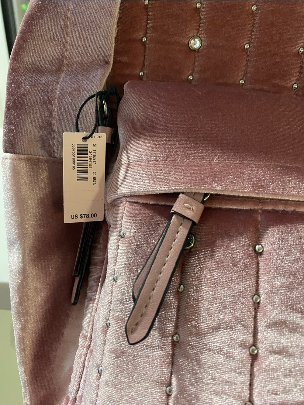 Victoria's Secret Pink Quilted Velvet Studded Backpack - Picture 3 of 8